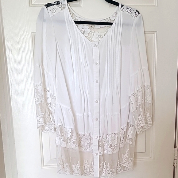 Style & Co. Tops - Style & Co. Elegant White Creme Lace Women's Top Size Large Loose Fitting Light